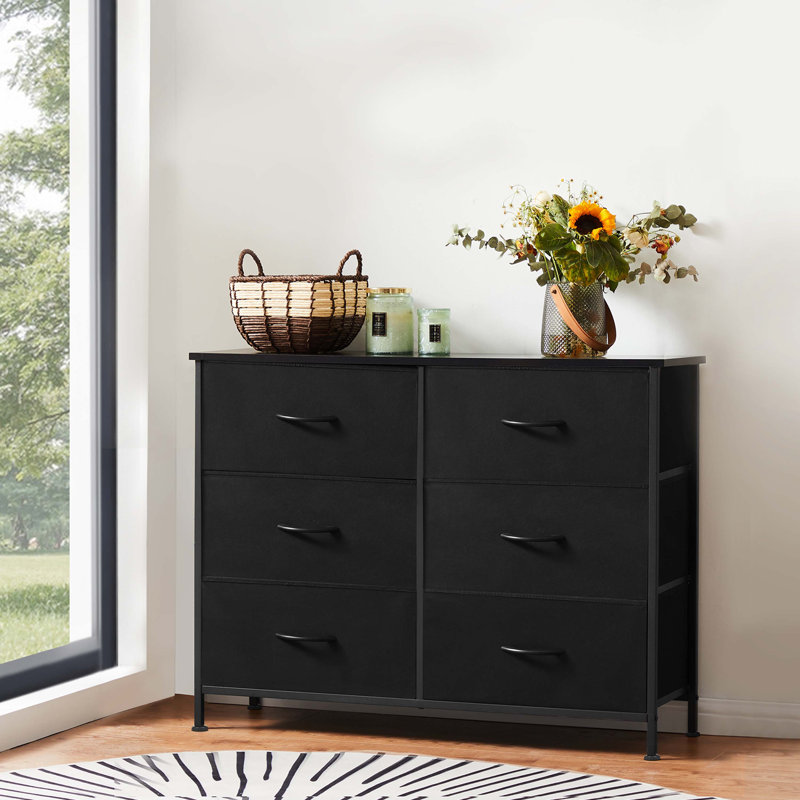 Metal 6 - Drawer Dresser, Black