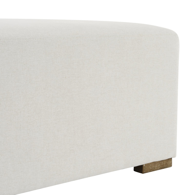 Long blanc avec aspect nordique classique, sièges confortables pour 2 à 3, salon, chambre à coucher et entrée avec repose-pieds rectangulaire rembourré et respirant, matériau de la peau, base silencieuse