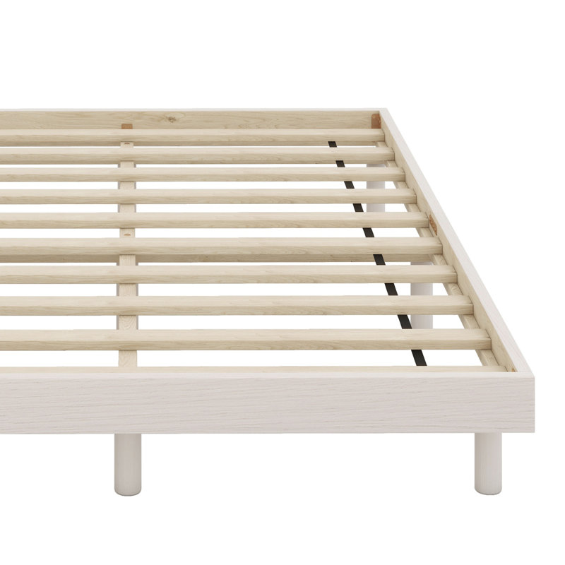 Modern Design Floating Platform Bed Frame, White Washed