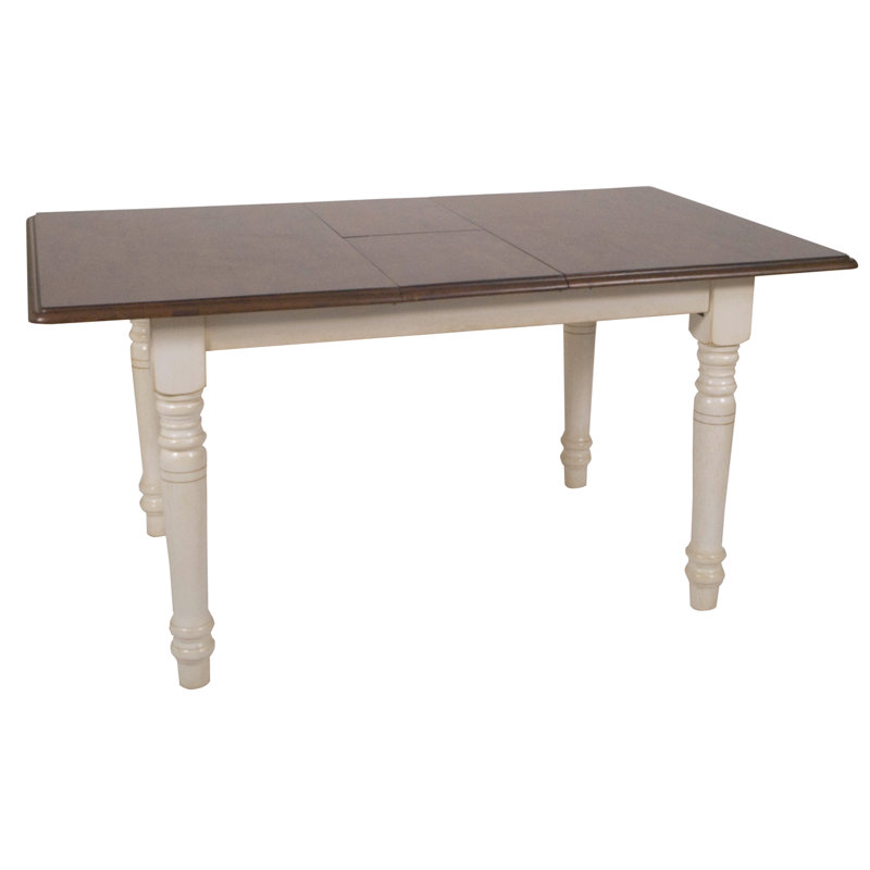 Cashlin Extendable Dining Table, Chestnut Brown, Distressed Antique White