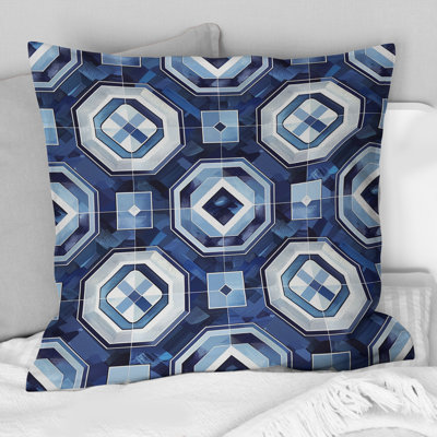 Coussin bleu et blanc octogonal moderne