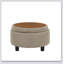 25 Inch Round Storage Ottoman With Tray, Modern Tufted Fabric Circle Coffee Table For Living Room And Bedroom-341801845