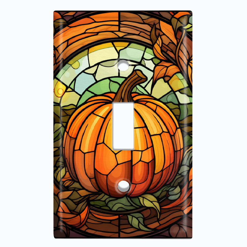 Plaque d'interrupteur en métal (prise de citrouille d'Halloween festive - bascule simple)