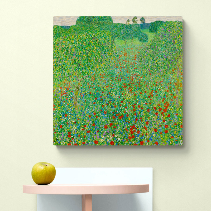 Poppy Fields by Gustav Klimt - Wrapped Canvas Art Prints, 41 cm H x 41 cm W