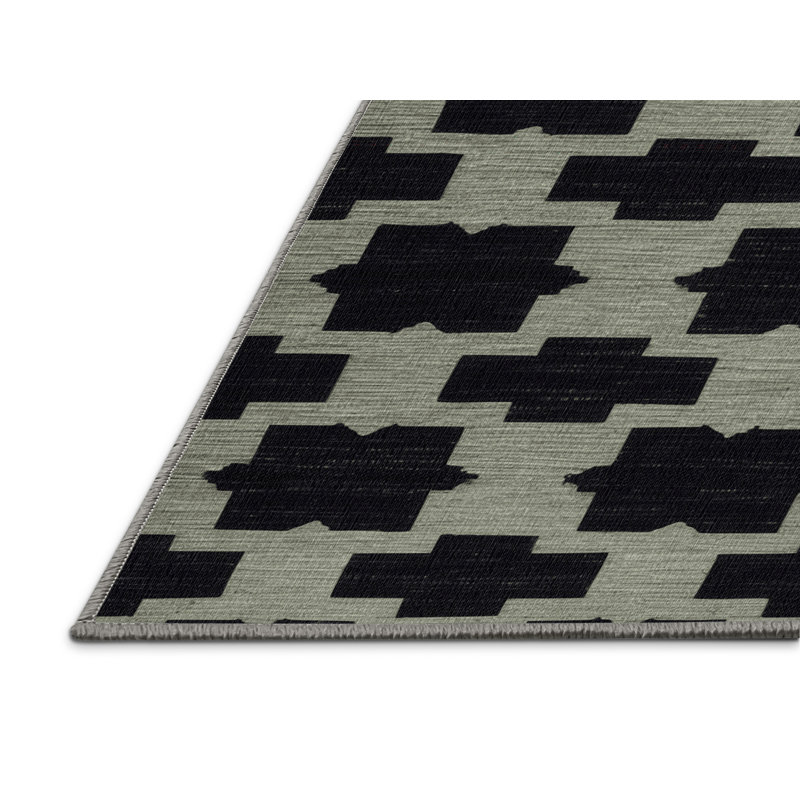 Tapis gris en treillis lavable à la machine, Rectangle 7 pi x 9 pi