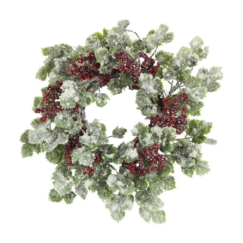 Couronne de plastique 14" snow ivy berry
