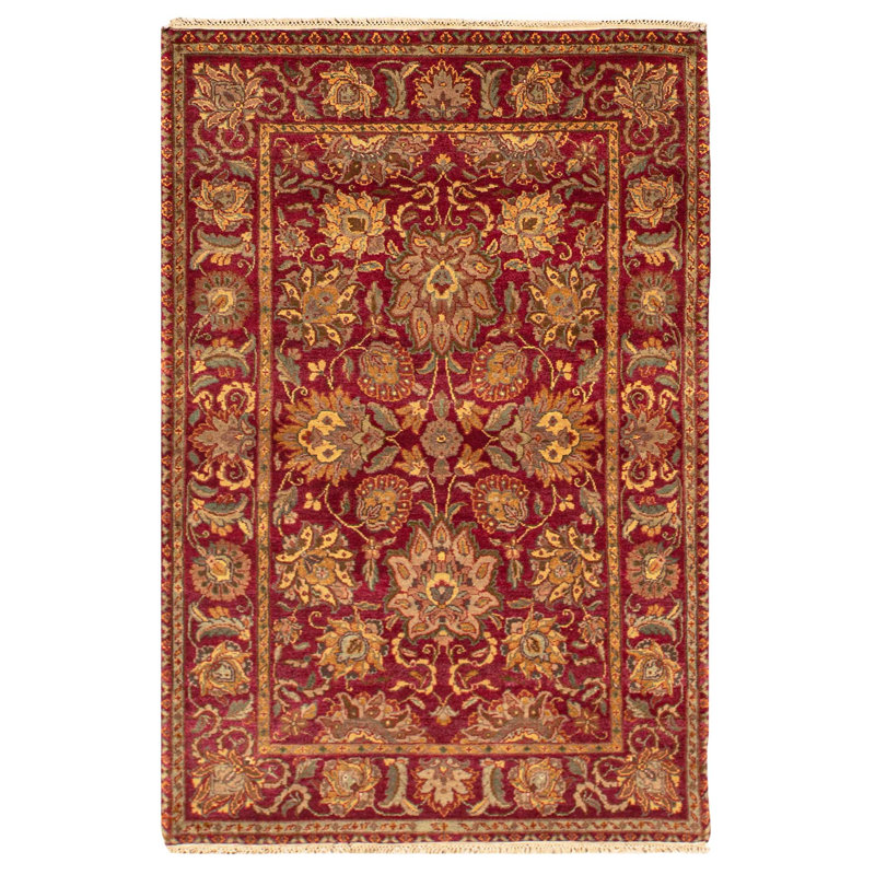 Tapis rouge et rouge noué à la main de haute qualité