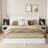Wooden Floating Platform Bed With Led Lights And Built-in Nightstands-1462993174