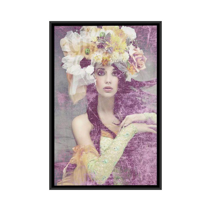 «Flower Lady», impression sur toile, Toile avec cadre noir, H 48 po x l 32 po x P 1,5 po