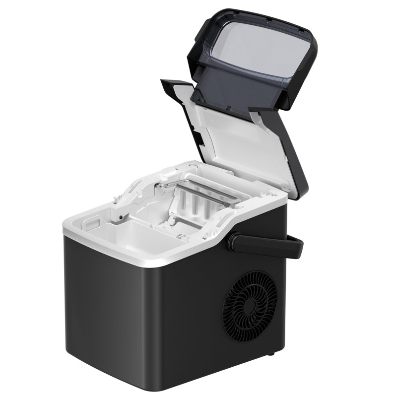 Countertop Ice Maker, Portable Ice Maker Machine With Handle, 26Lbs/24H, 8 Bullet Ice Cubes/9 Mins, S/L 2 Size Ice Cube, Self-Cleaning For Home/Kitchen/Office/Party, Black