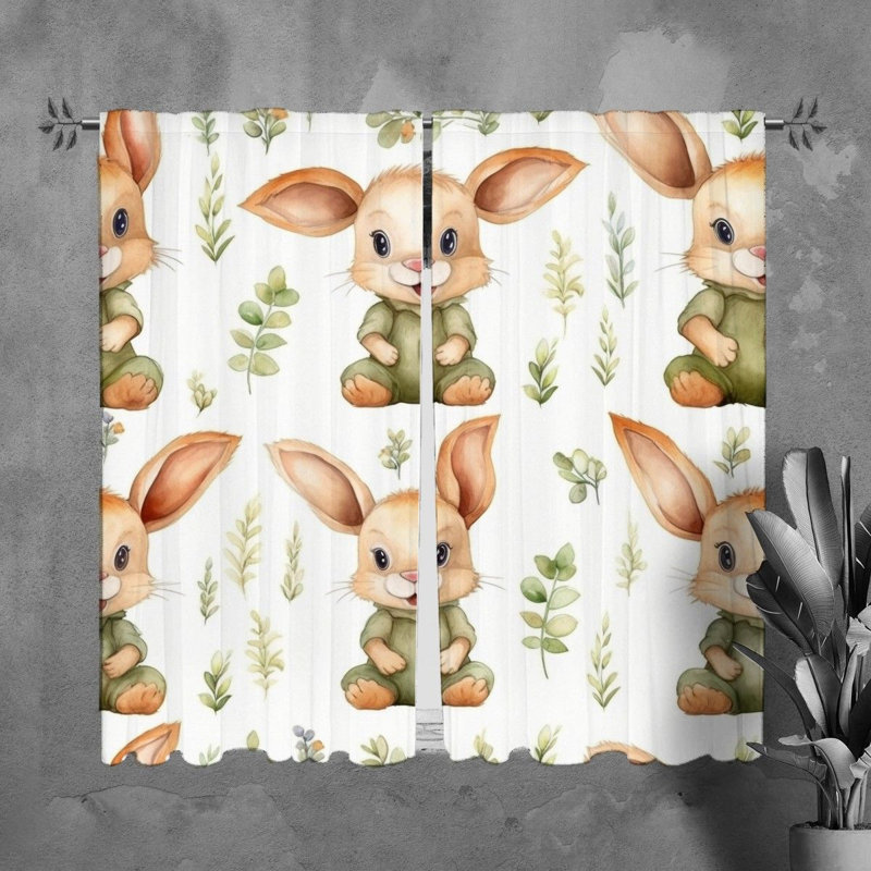 Rideaux Bunny rideaux animaux brun / vert, L 20 po x L 61 po