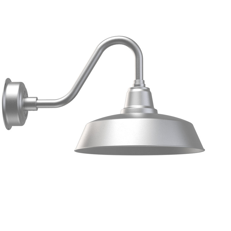 Luminaire de grange d’extérieur à del Vandervliet, Argent galvanisé, H 14,13 po x l 16 po x P 24,25 po