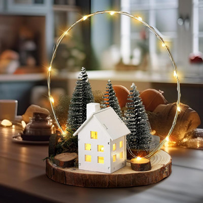 Centres de table en bois pour arbre de Noël éclairé en bois