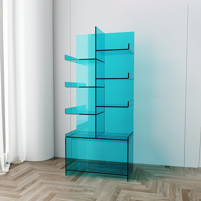Bibliothèque moderne en acrylique, Bleu lac