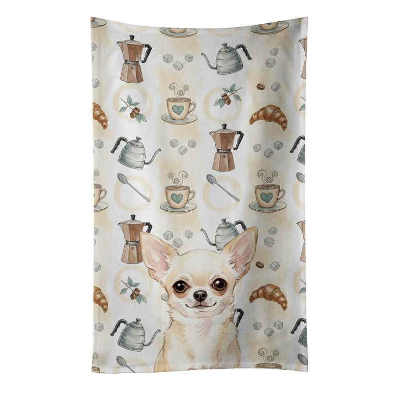 Cream Chihuahua Coffee Bar Kitchen Towel, Cream Chihuahua