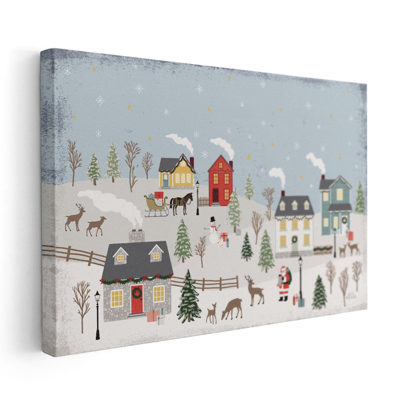 «Christmas Village II Neutral», reproduction d'art sur toile, H 32 po x l 48 po