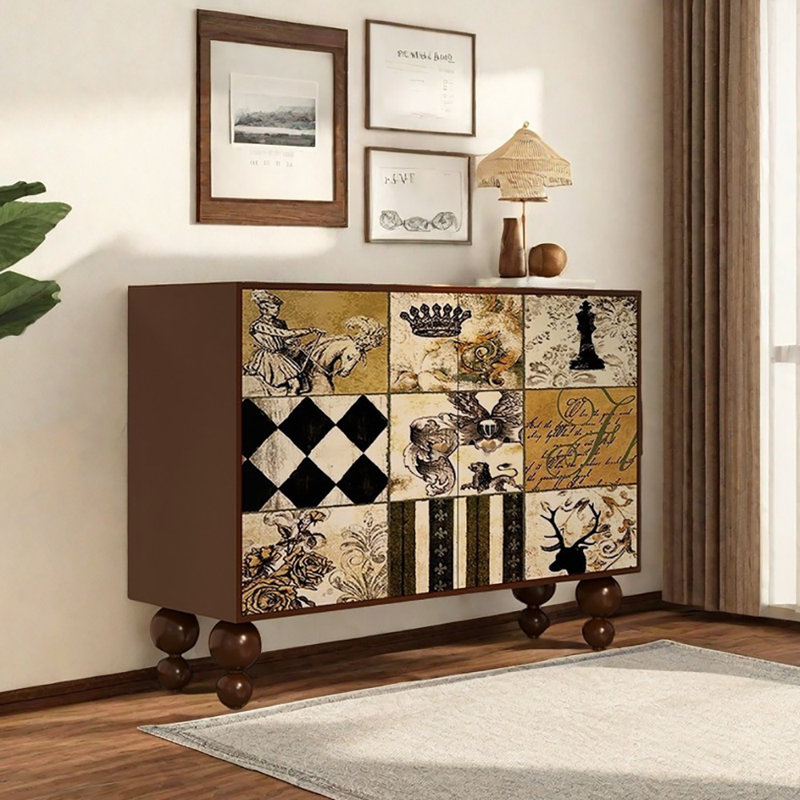 Multi-functional Sideboard,Storage Cabinet, Brown/Multicolour