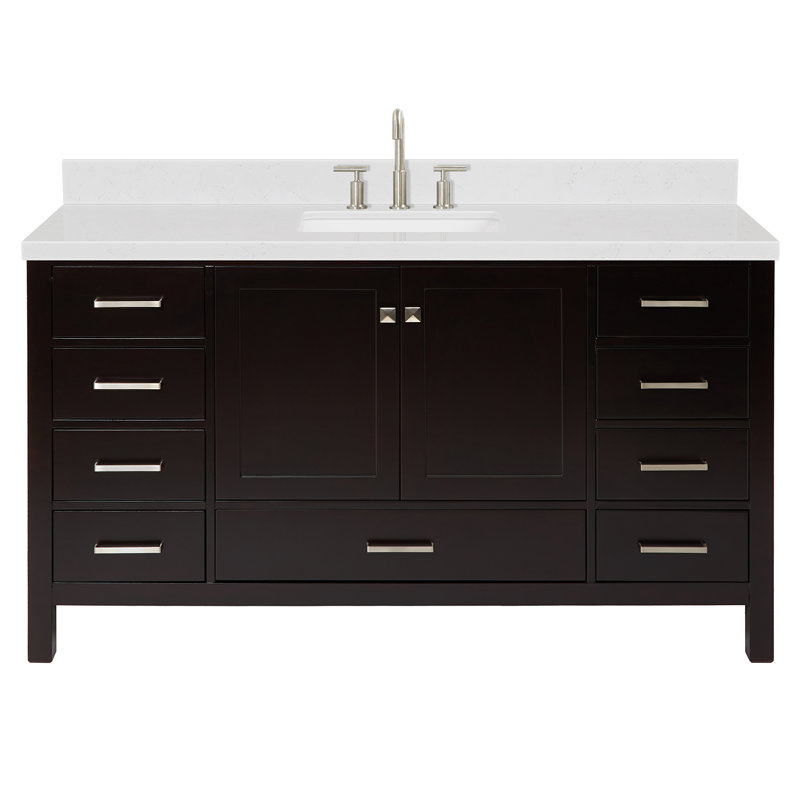  Ensemble de meuble-lavabo simple 60 "60", Espresso, Rectangular