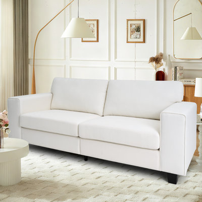 Modern Upholstered Cloud Sofa With Deep Seats And Wide Square Armrests For Living Room