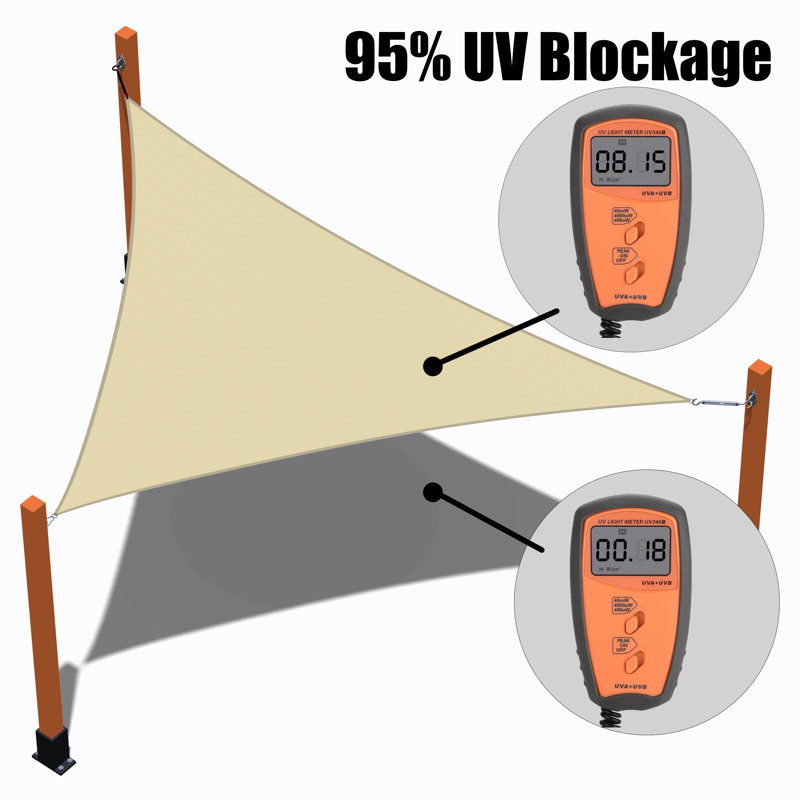 Beige Polyethylene Triangle Sun Shade Sail for Patio