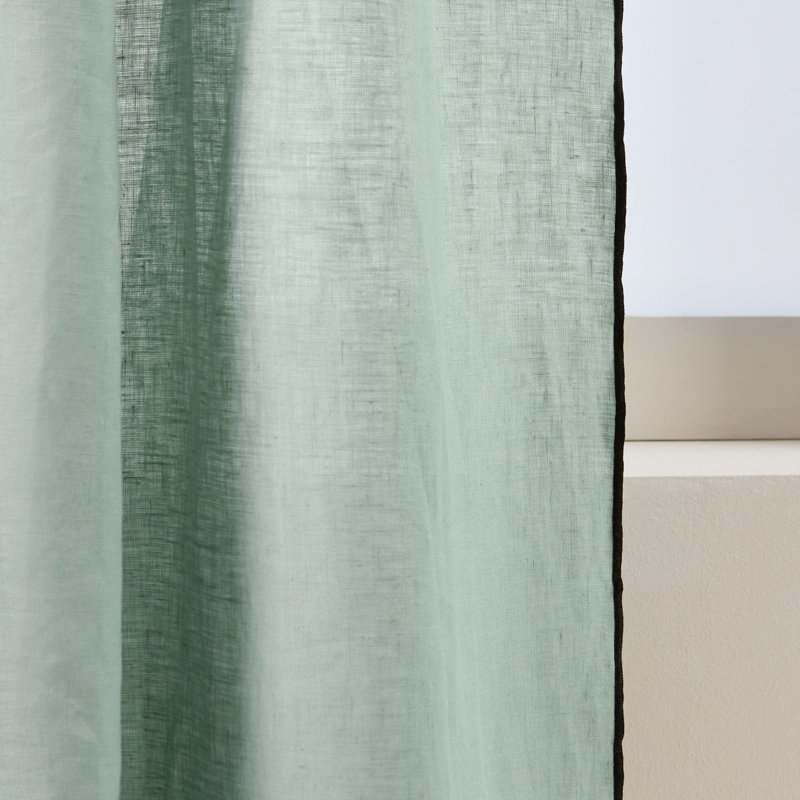Carlina Linen Curtain Single Panel, Mint, Width 200 x Drop 280cm
