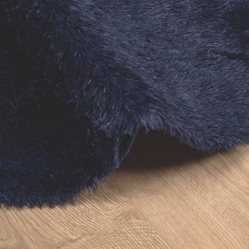 Shaggy Rug High Pile NAVARRA Navy Polyester, Round 160cm