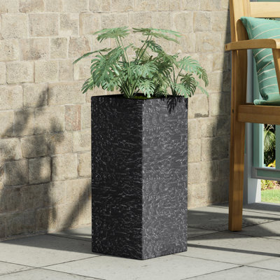 Jardinière d'extérieur grise en oxyde de magnésium - 27,7 cm x 63,3 cm, 7,6 kg