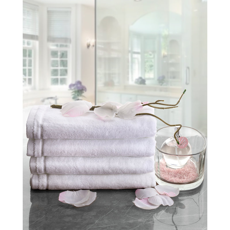 Ensemble de serviettes 4 pièces monogrammées 100% coton, H, Blanc