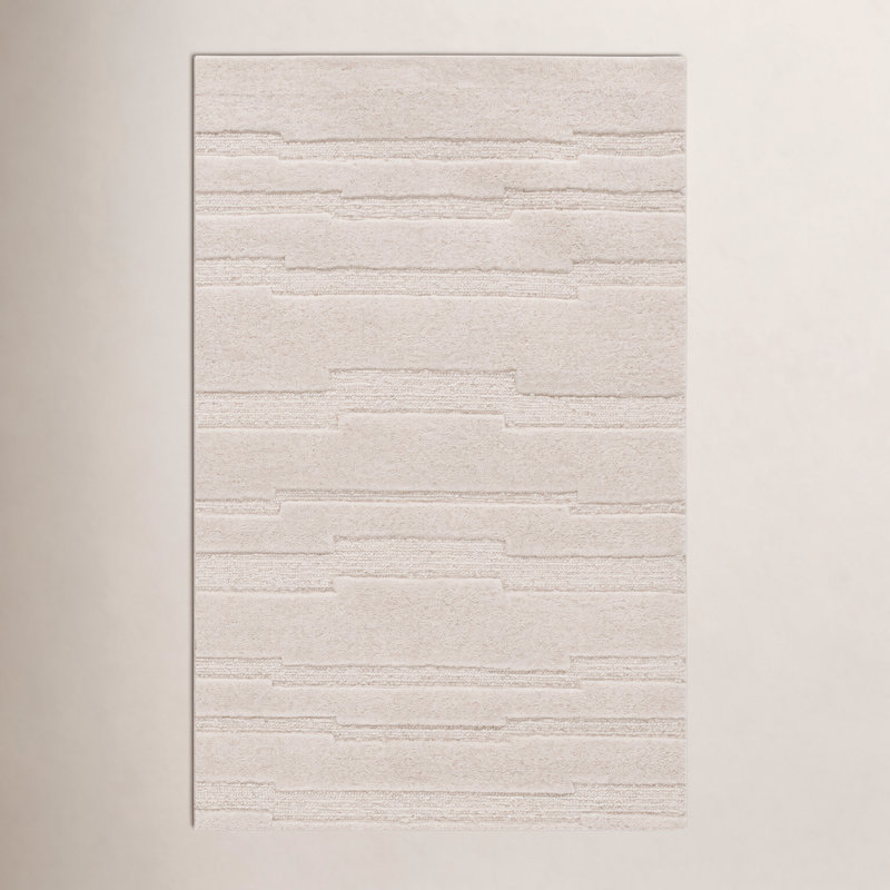 Elona Handmade Tufted Wool/Cotton Ivory Area Rug, Rectangulaire 3 pi x 5 pi