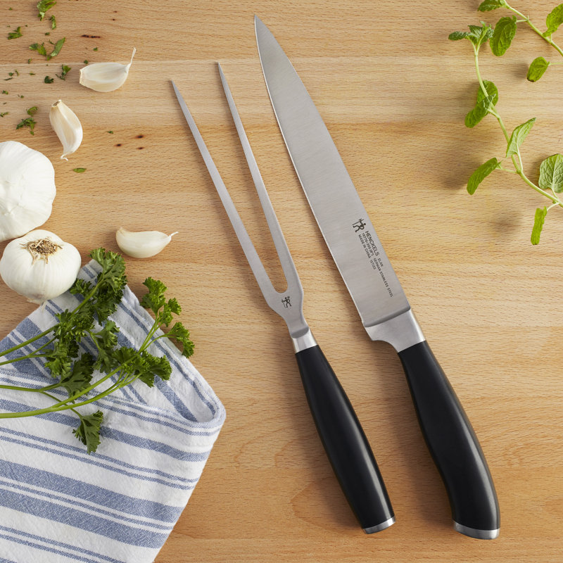 Elan Stainless Steel 2-Piece Carving Knife Set with Block