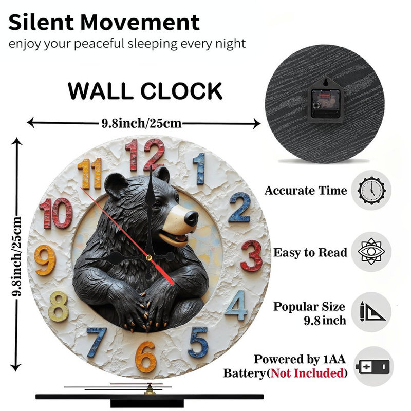 Horloge murale ours noir