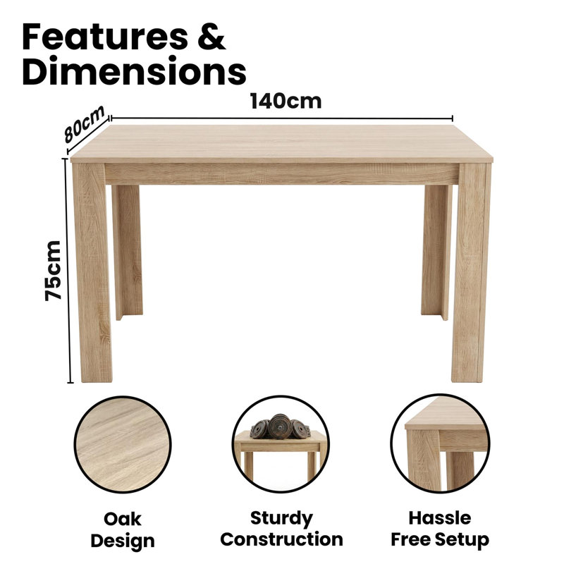 Lubaabah 4 -Person Dining Set, 75H x 140L x 80W cm