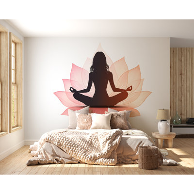 Meditation Yoga Lotus Vinyl Wall Decal, Removable Peel And Stick Zen Wall Art For Bedroom Or Living Room GM028
