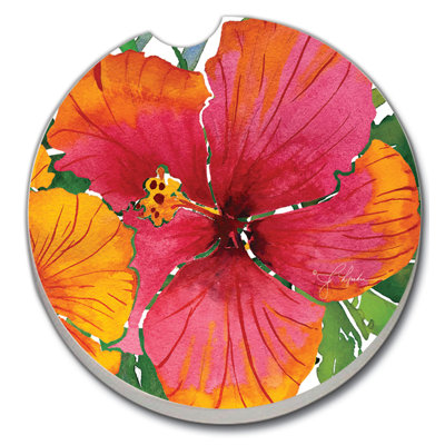 Stoneware Round 2 Piece Car Coaster Set