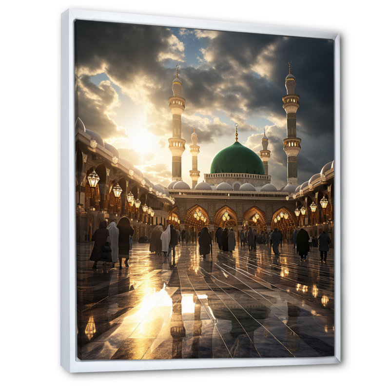 Mosquée de Rinnel - Art mural, H 40 po x l 30 po x P 1,5 po, Cadre flottant blanc