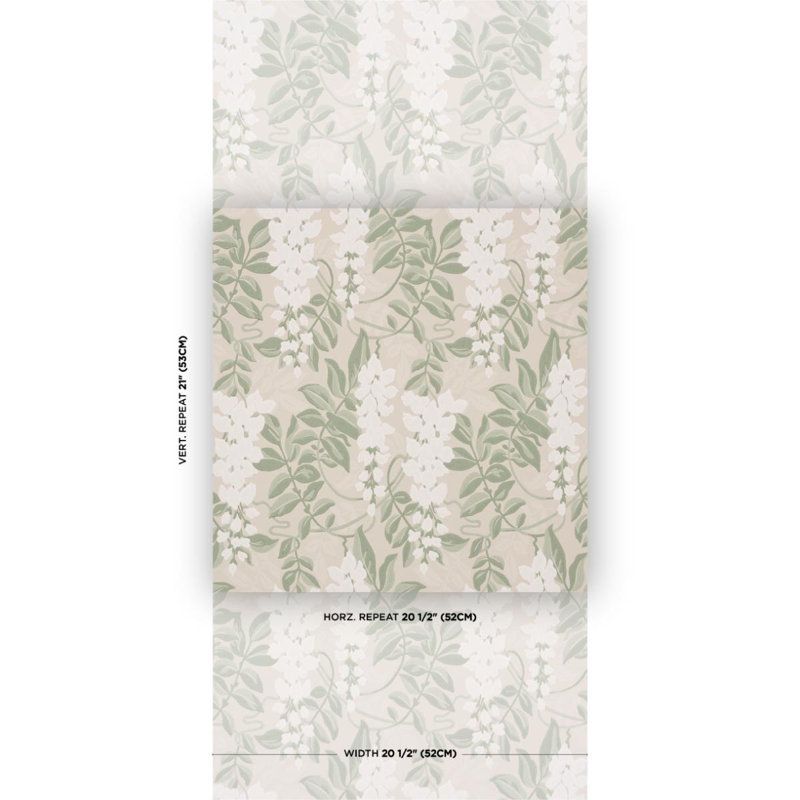 Lucia Wisteria Wallpaper Roll, Green