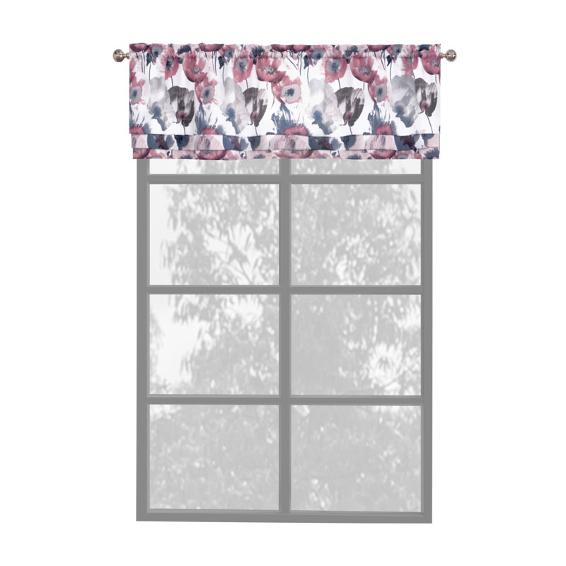 Cantonnière florale sur mesure 50 po, Rose / gris / crème
