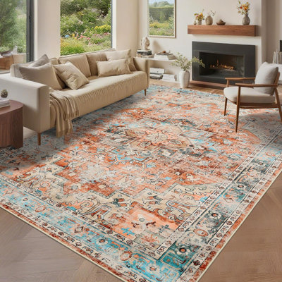 Rectangle Abstract Washable Area Rug