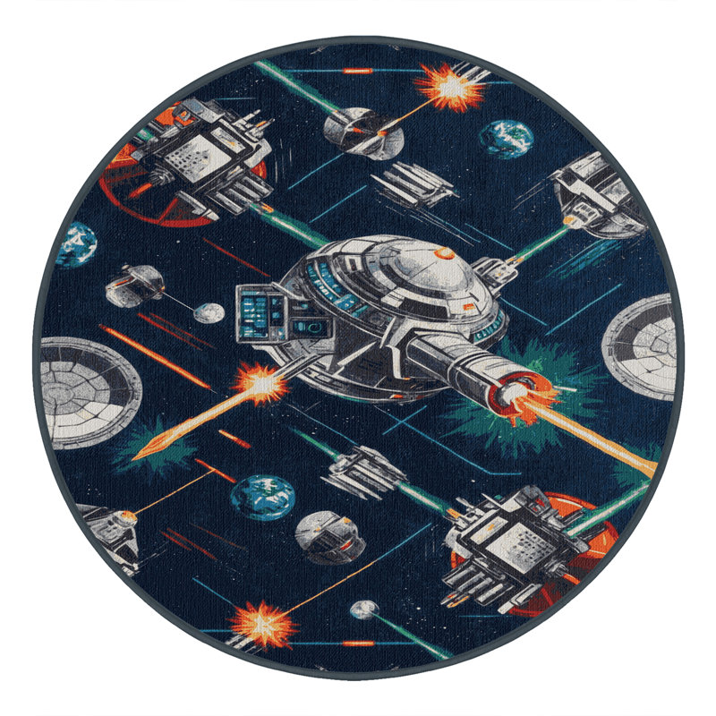 Tapis gris lavable à la machine, Rond 6 pi