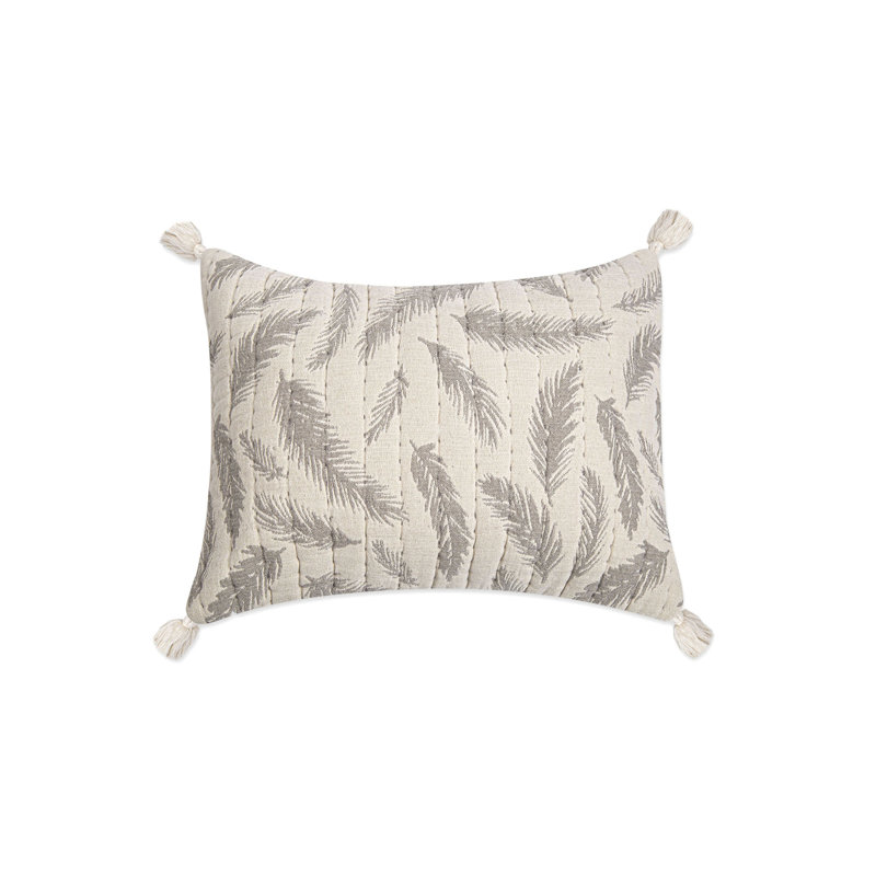 Hand-Quilted Gray Feather Cotton Nursery Pillow