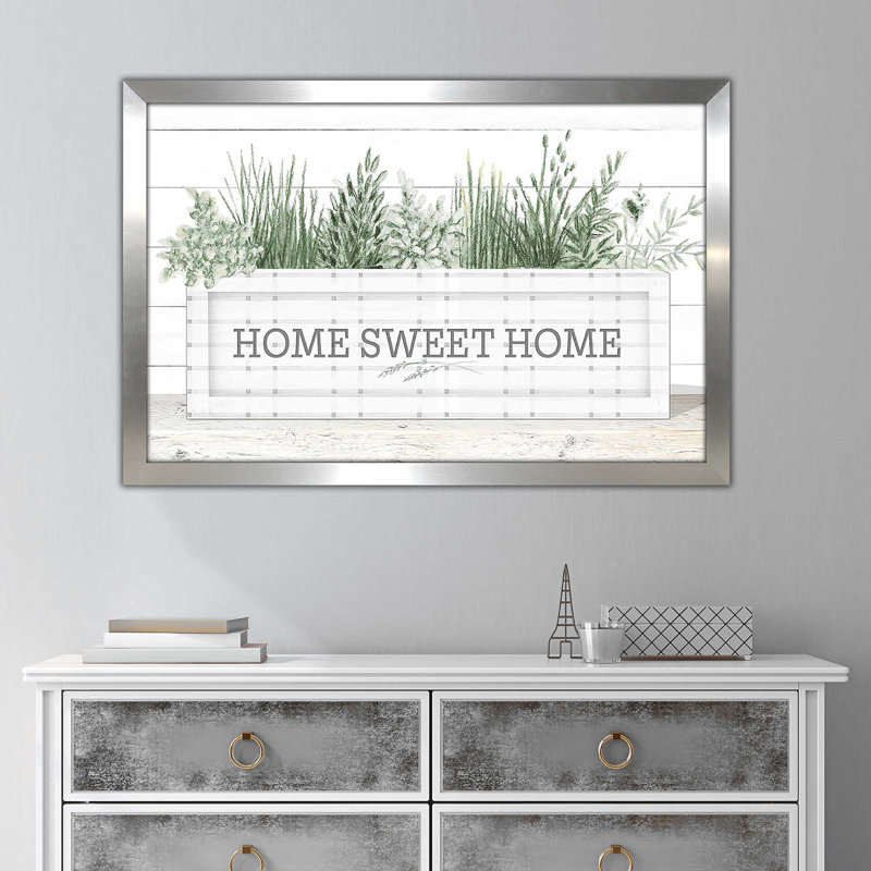 Home Sweet Home par Janice Gaynor - impression, H 27,5 po x l 39,5 po x P 0,75 po, Encadrement argenté