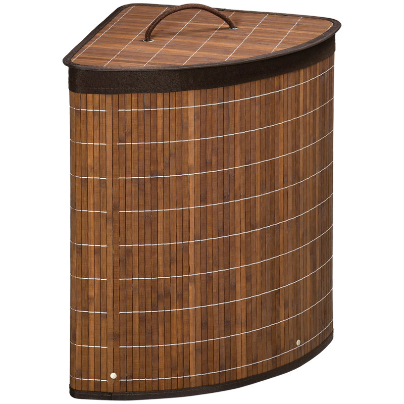 HOMCOM Bamboo Laundry Basket with Lid 55 Litres Laundry Hamper Brown