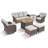 Agnes 5 Person All-Weather Rattan Outdoor Courtyard Conversation Set With Swivel Chairs And Fire Pit-23376679