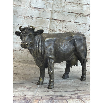 Arendt Milk Cow Cattle Bronze Statue Sculpture Figure Figurine Farm Decor 9 Inches X 11 Inches