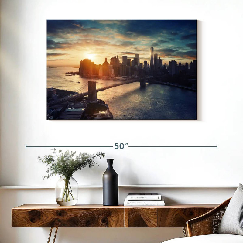 Sirci Manhattan après le coucher du soleil, H 26 po x l 39 po