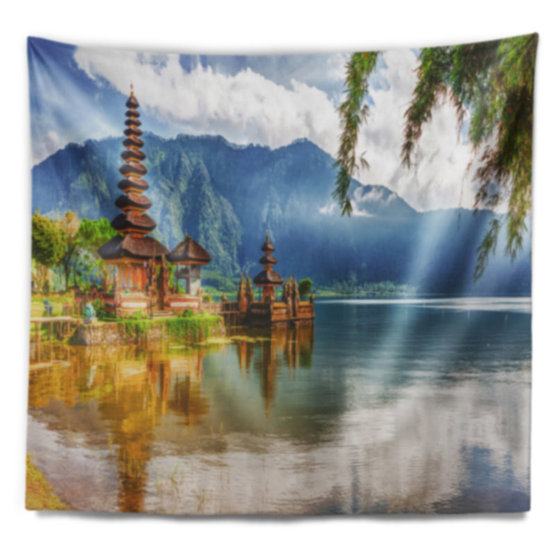 Photographie pura ulun danu tapisserie Cityscape, H 68 po x l 80 po