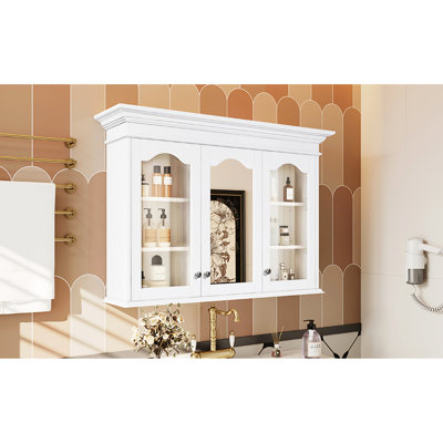 Wall Mounted Bathroom Cabinet with Mirror Door and Shelves