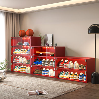 Armoire de rangement pour chaussures en verre avec porte-chaussures