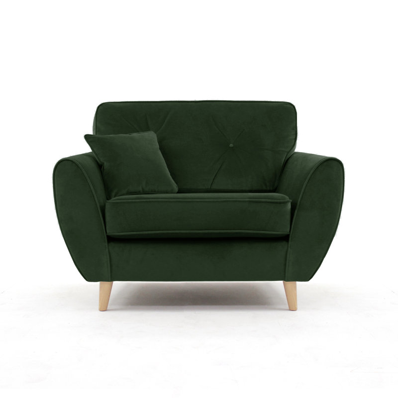Rafe Scandi Style Velvet Loveseat, Emerald Green Velvet