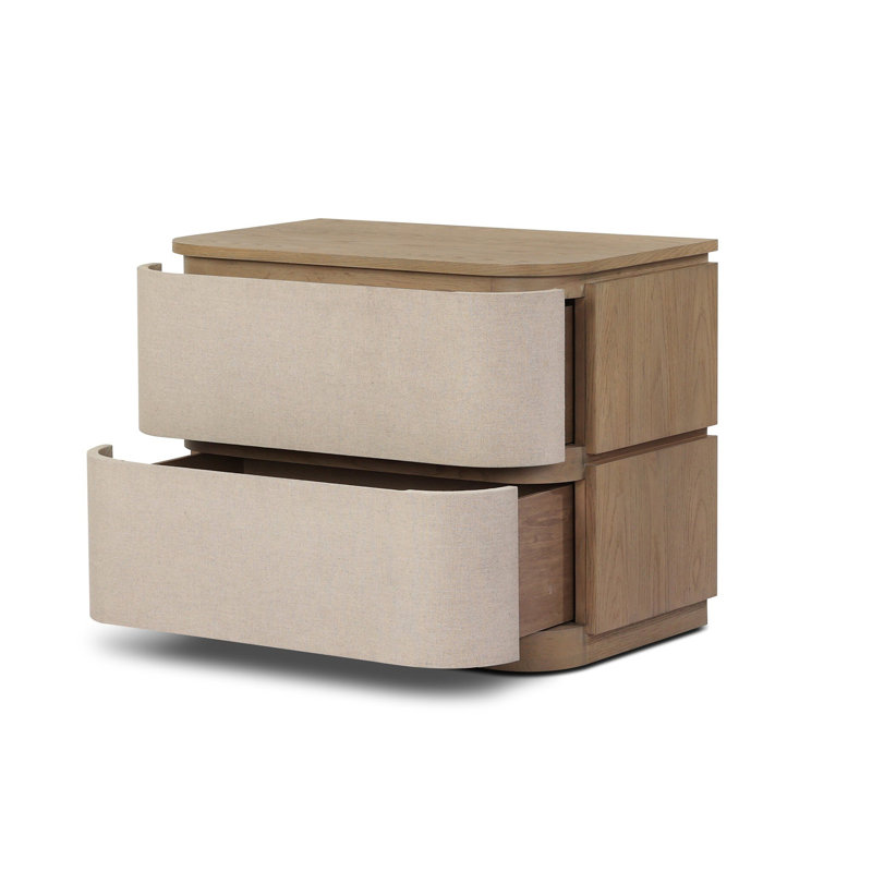 Mariella Nightstand-Beige Painted Linen